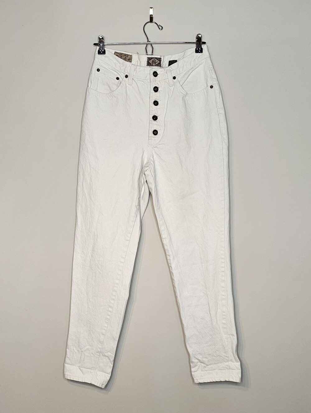 Vintage 90's Y2K Express Tapered Jeans Button Fly 11/12 High Rise White Cotton